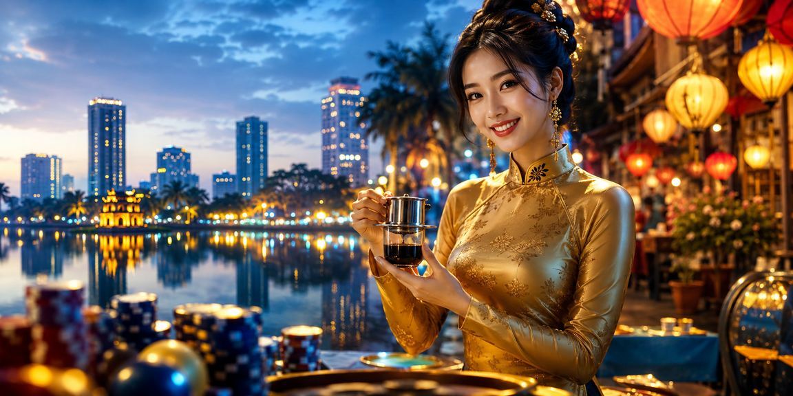 Người dùng tại Hà Nội tham gia casino trực tuyến trong trang phục áo dài truyền thống